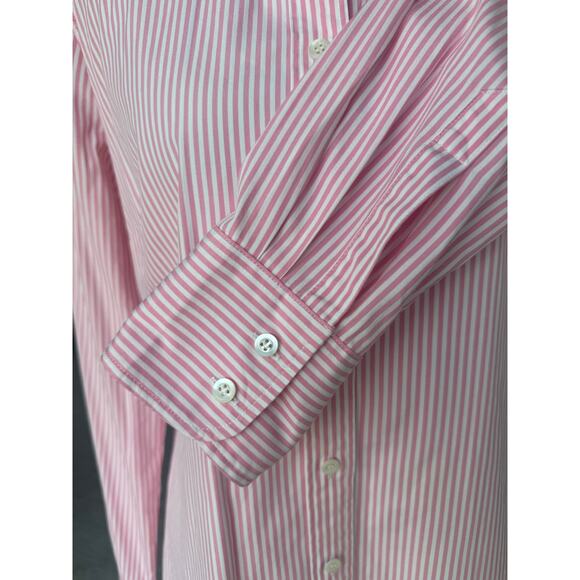 Haberdashery J. Crew Stretch Pink White Stripe button Down Shirt Small S - Picture 7 of 9